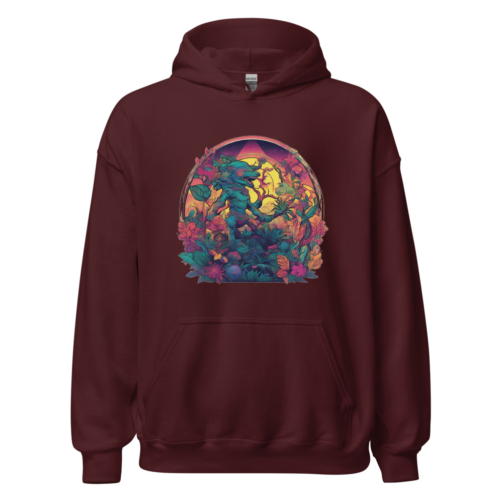 Maroon Hoodie with print art