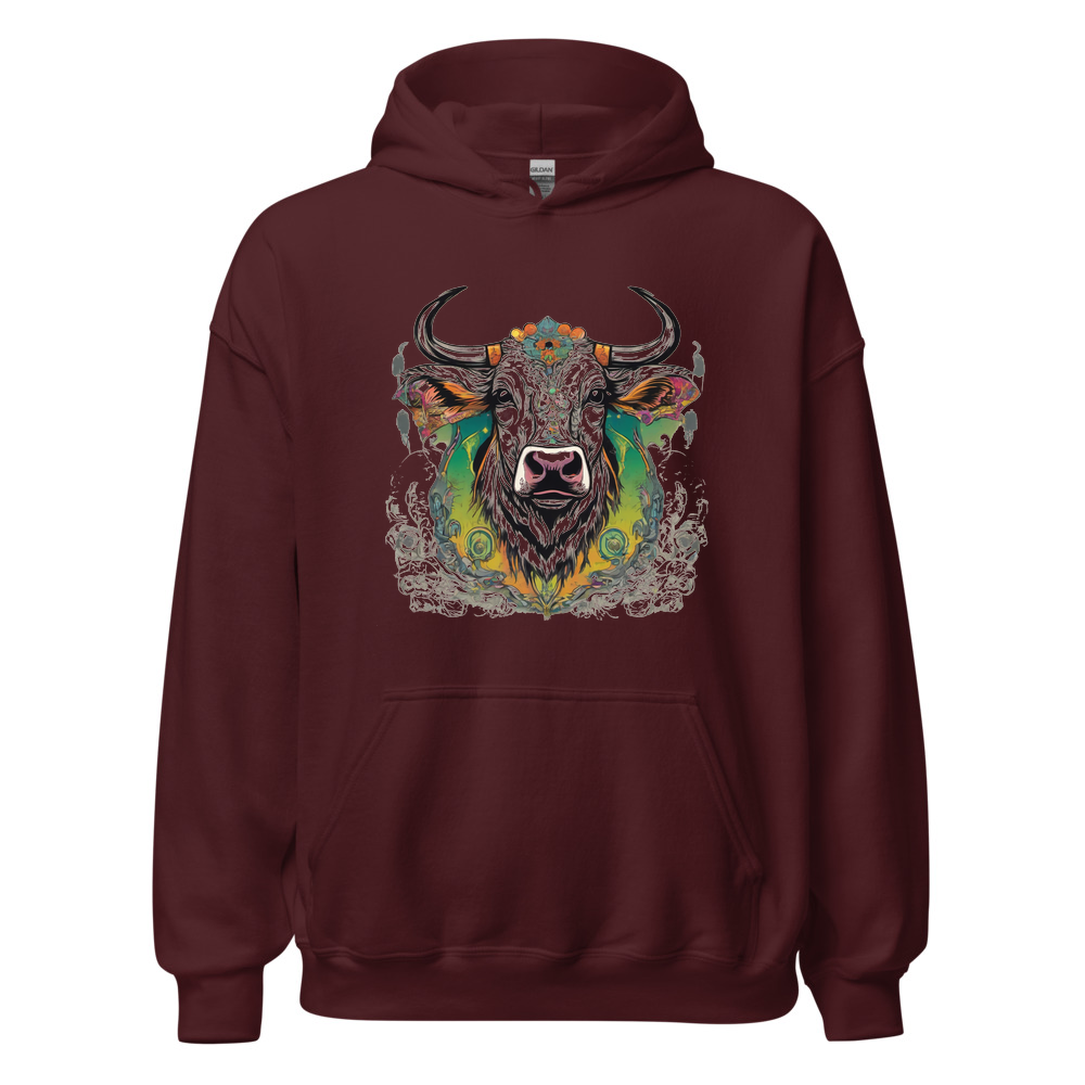 Maroon Hoodie with print art