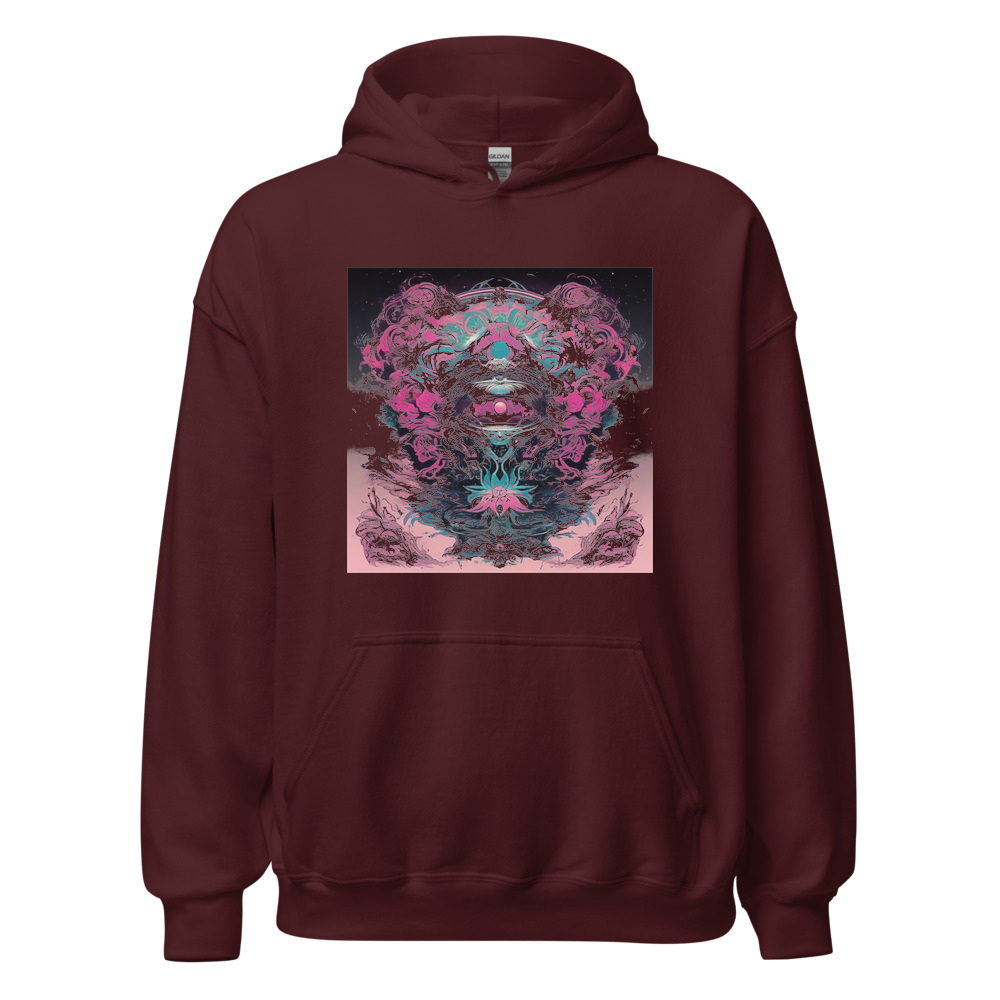 Maroon Hoodie with print art