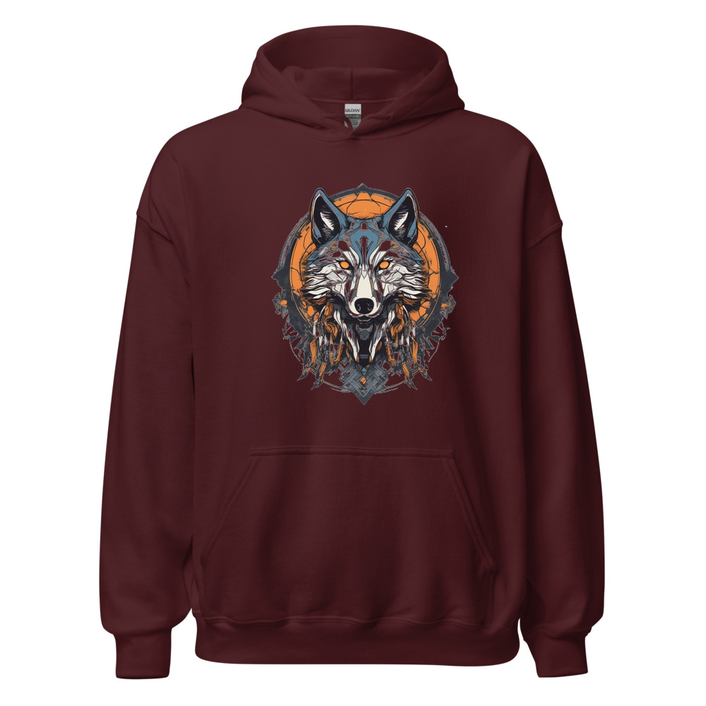 Maroon Hoodie with print art