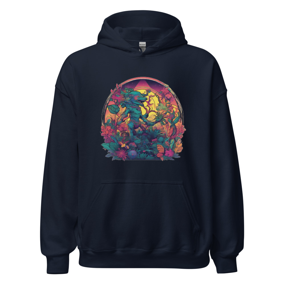 Navy Hoodie with print art
