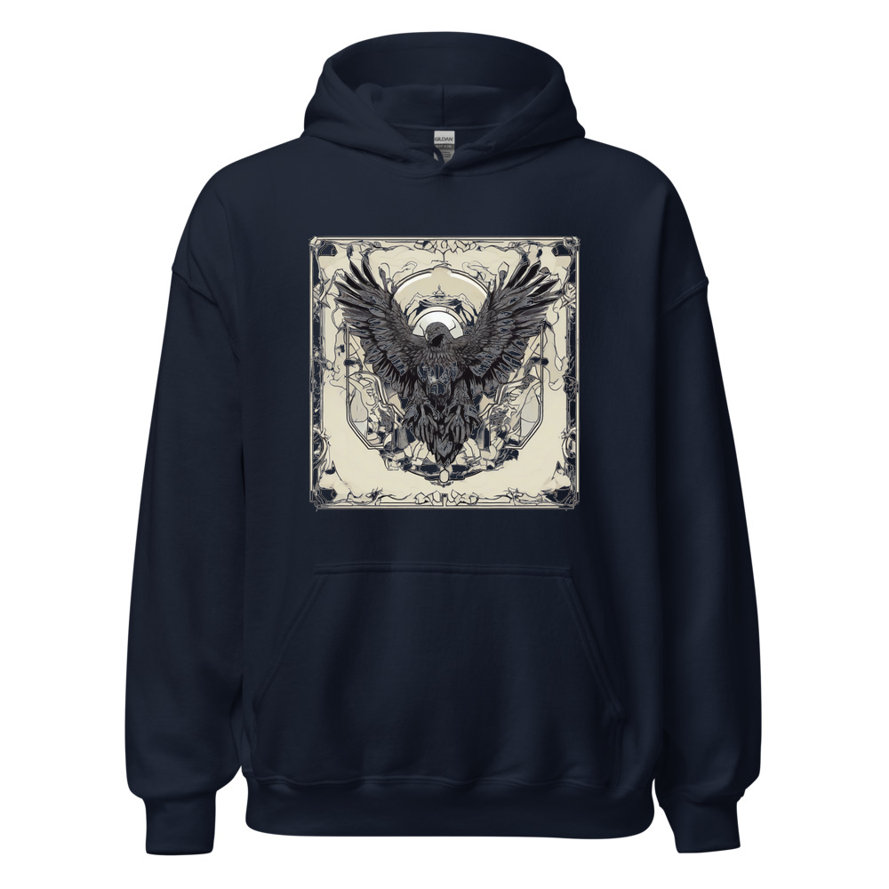Navy Hoodie with print art