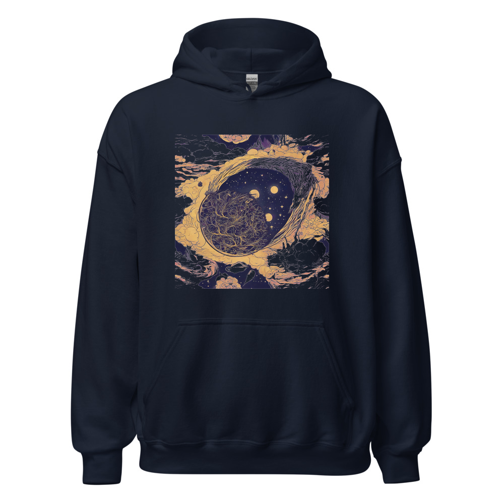 Navy Hoodie with print art