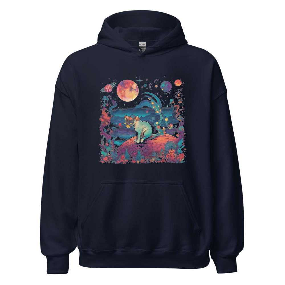 Navy Hoodie with print art