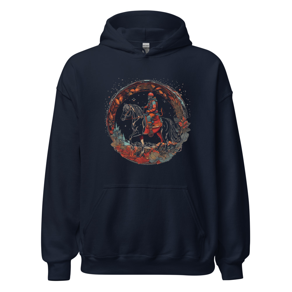 Navy Hoodie with print art