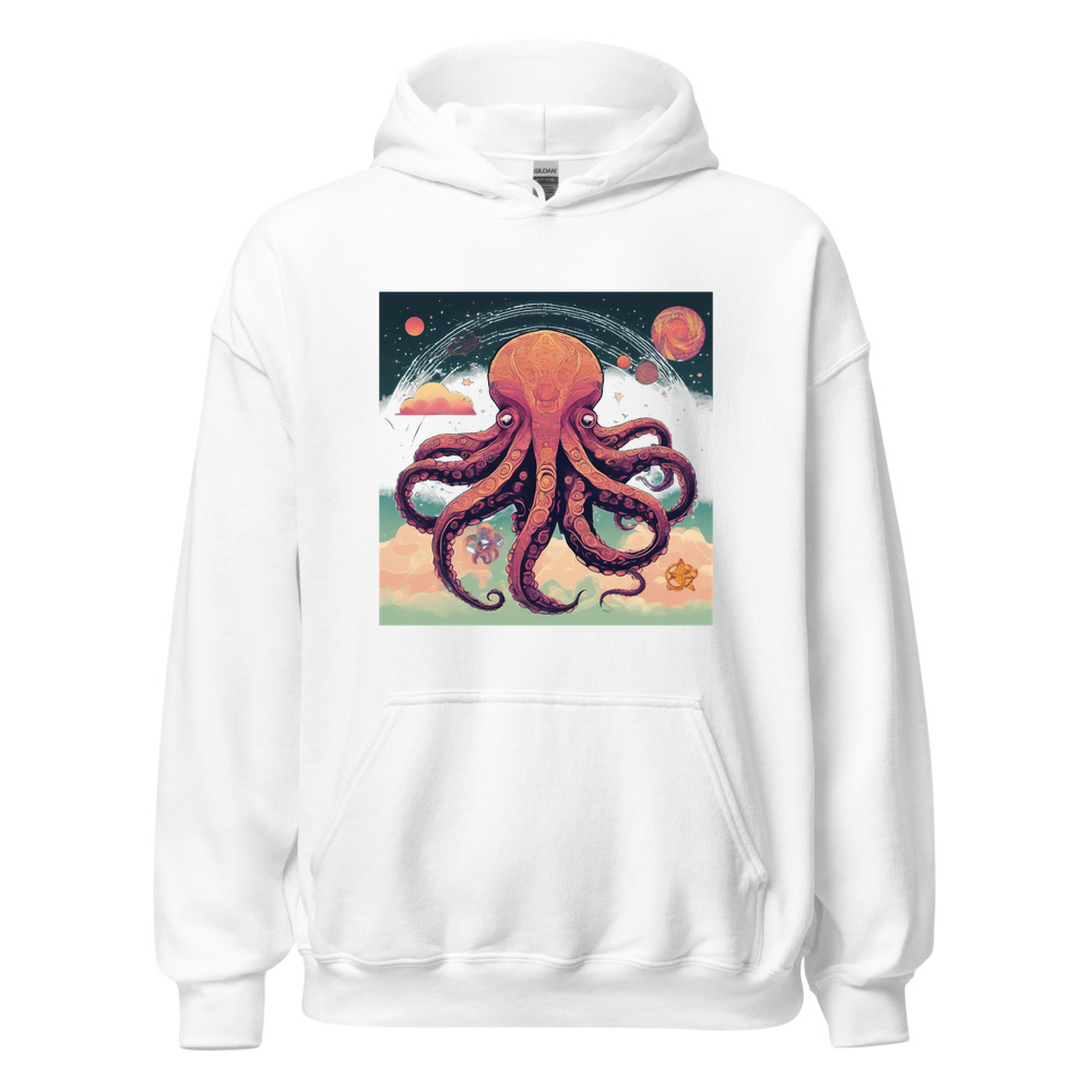 White Hoodie with print art