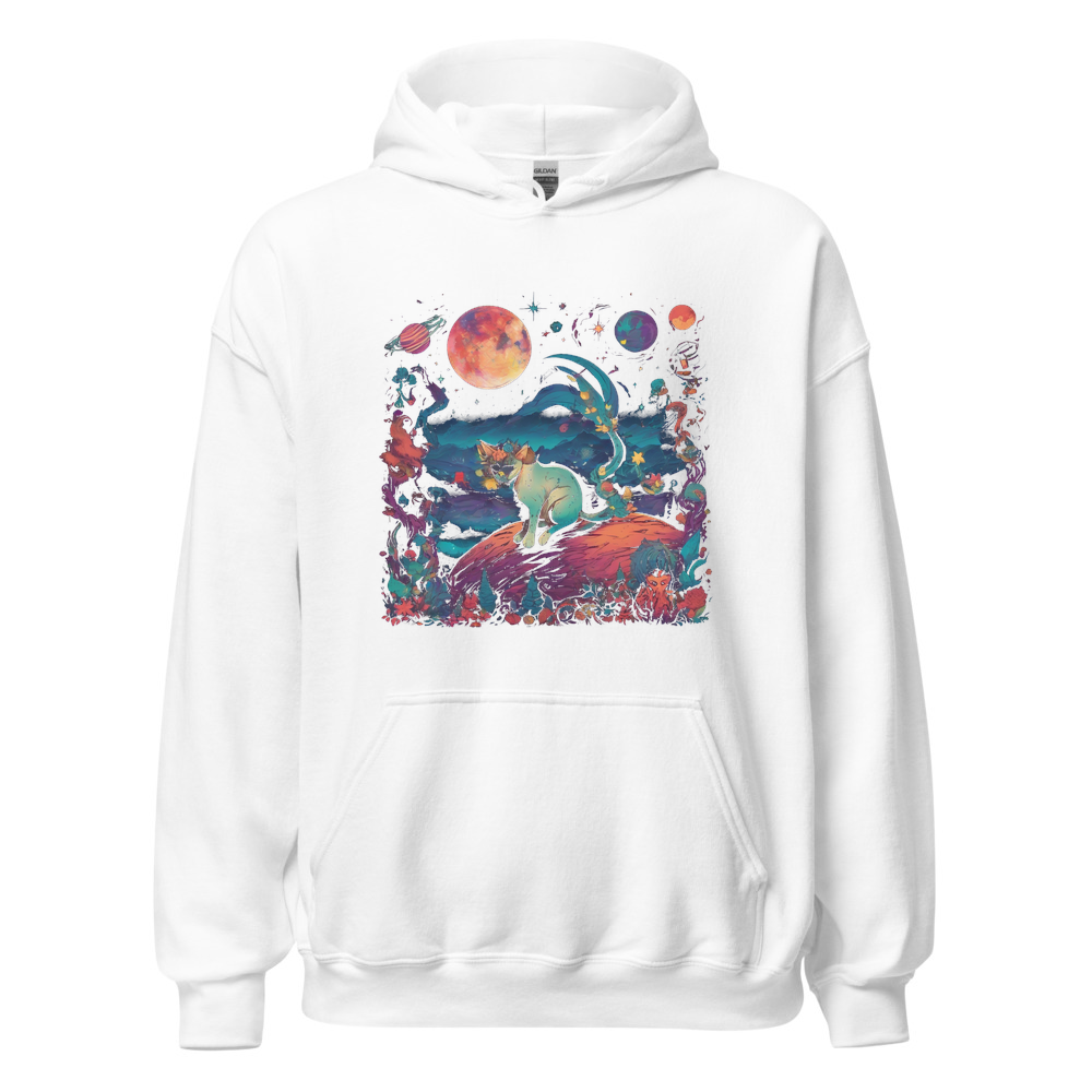 White Hoodie with print art