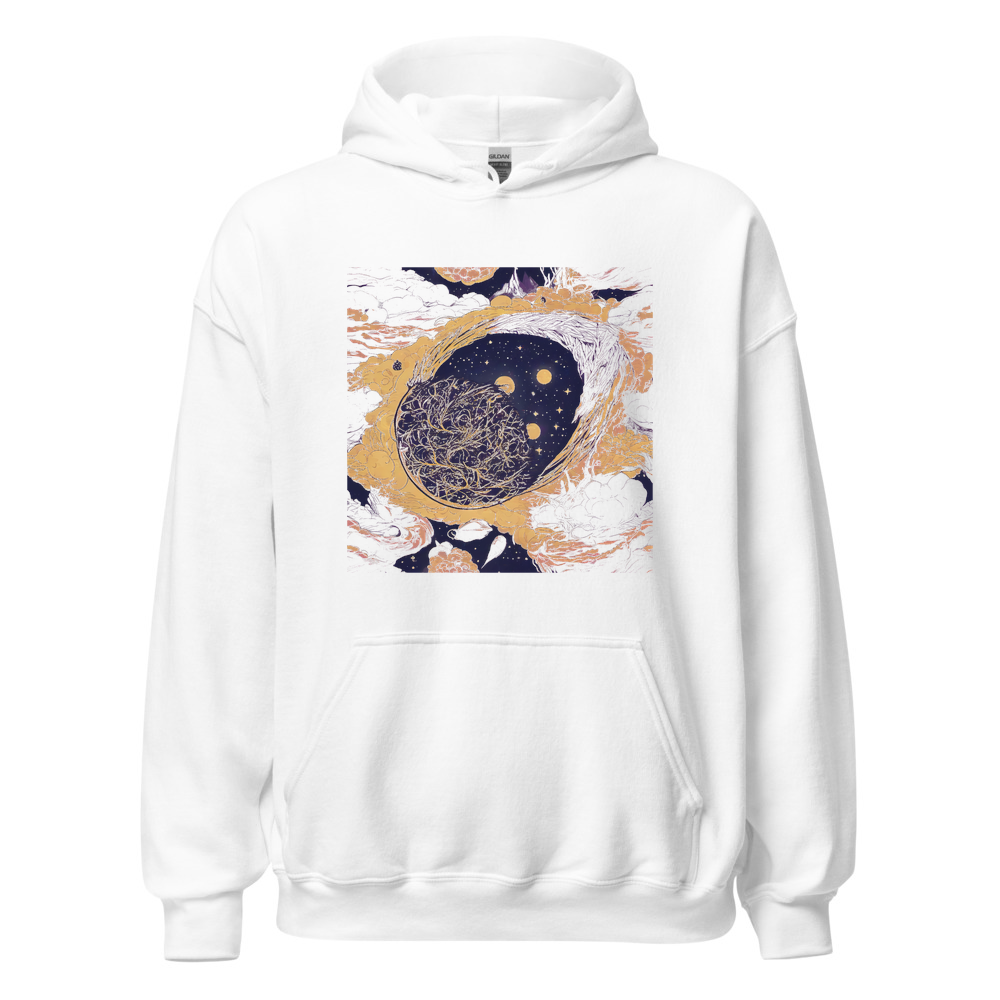 White Hoodie with print art