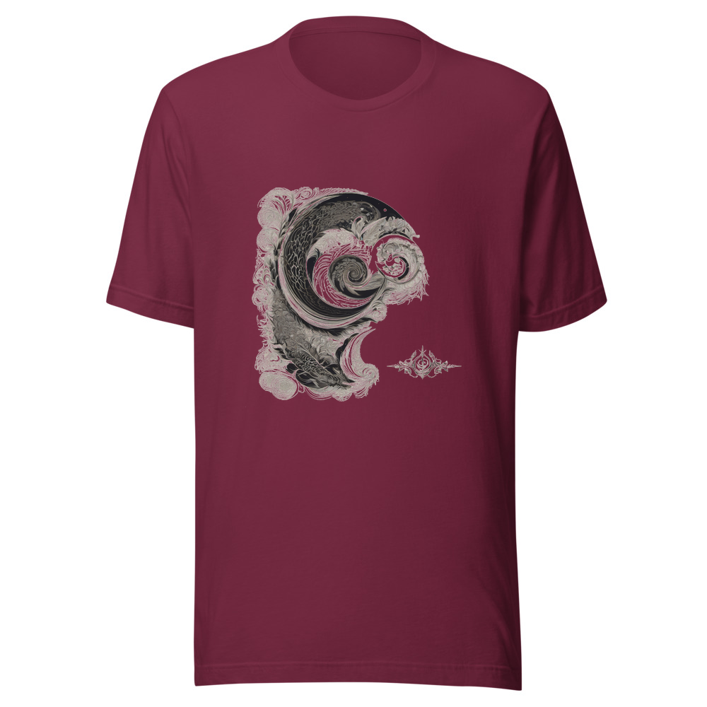 Maroon T-Shirt with print art