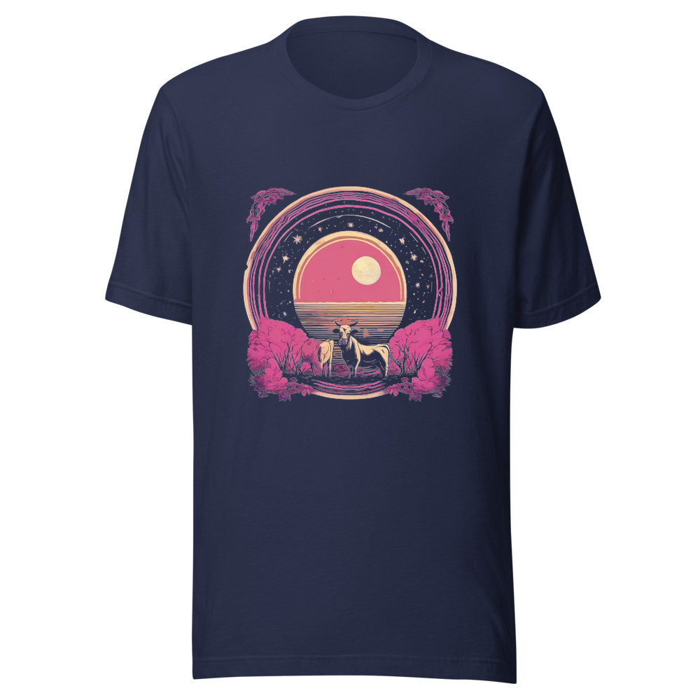Navy T-Shirt with print art