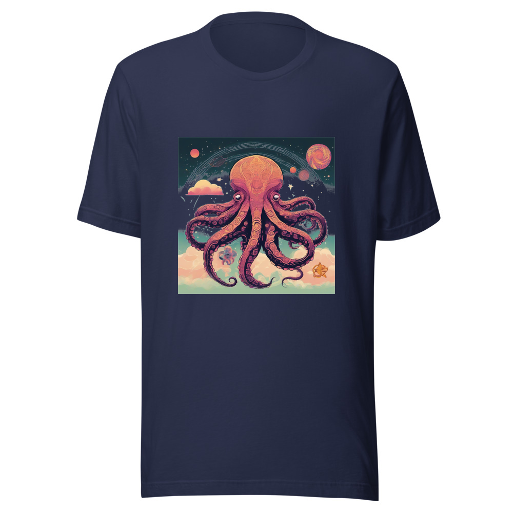 Navy T-Shirt with print art