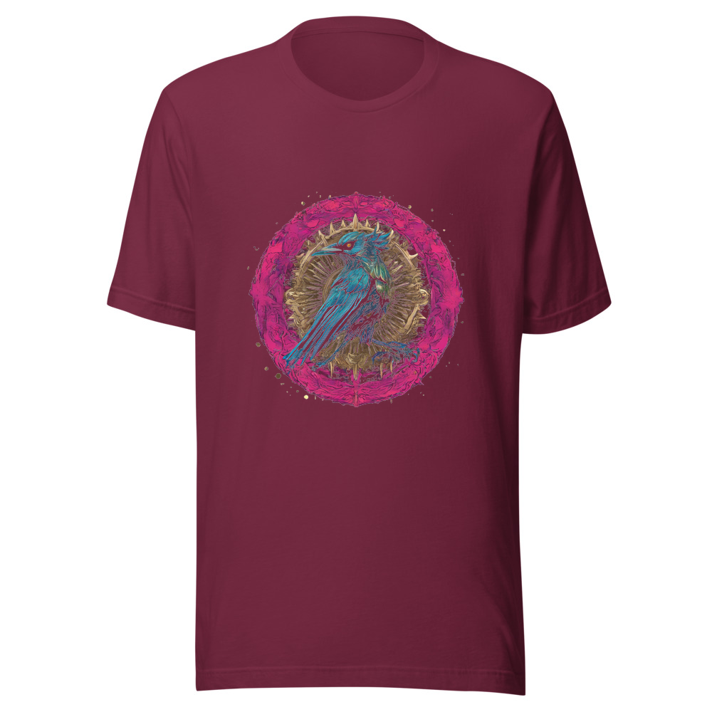 Maroon T-Shirt with print art