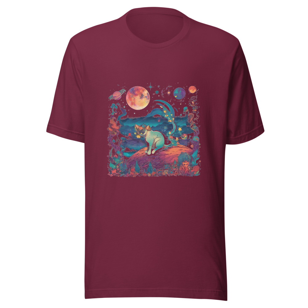 Maroon T-Shirt with print art
