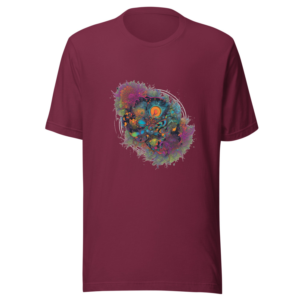 Maroon T-Shirt with print art