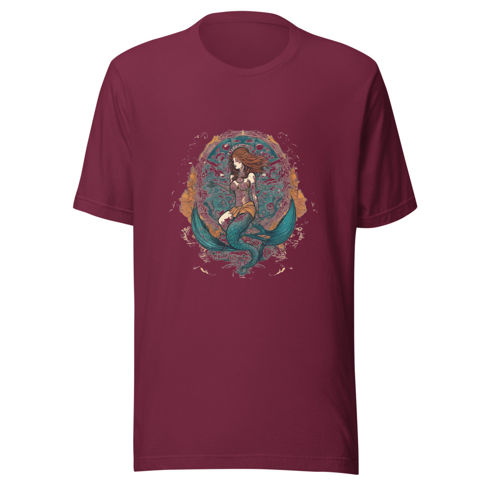 Maroon T-Shirt with print art