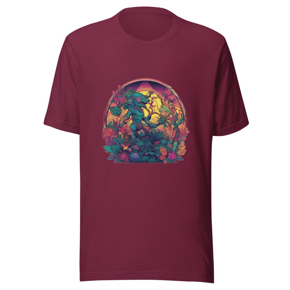 Maroon T-Shirt with print art