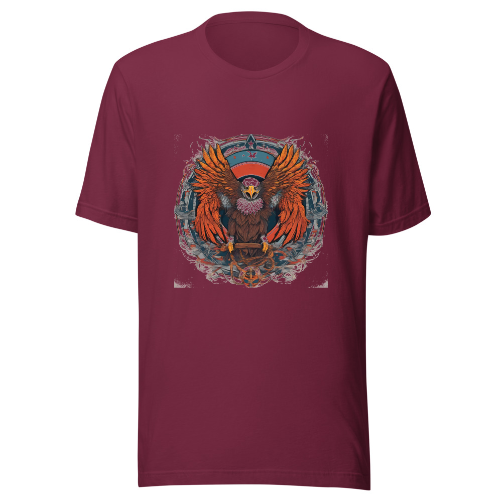Maroon T-Shirt with print art