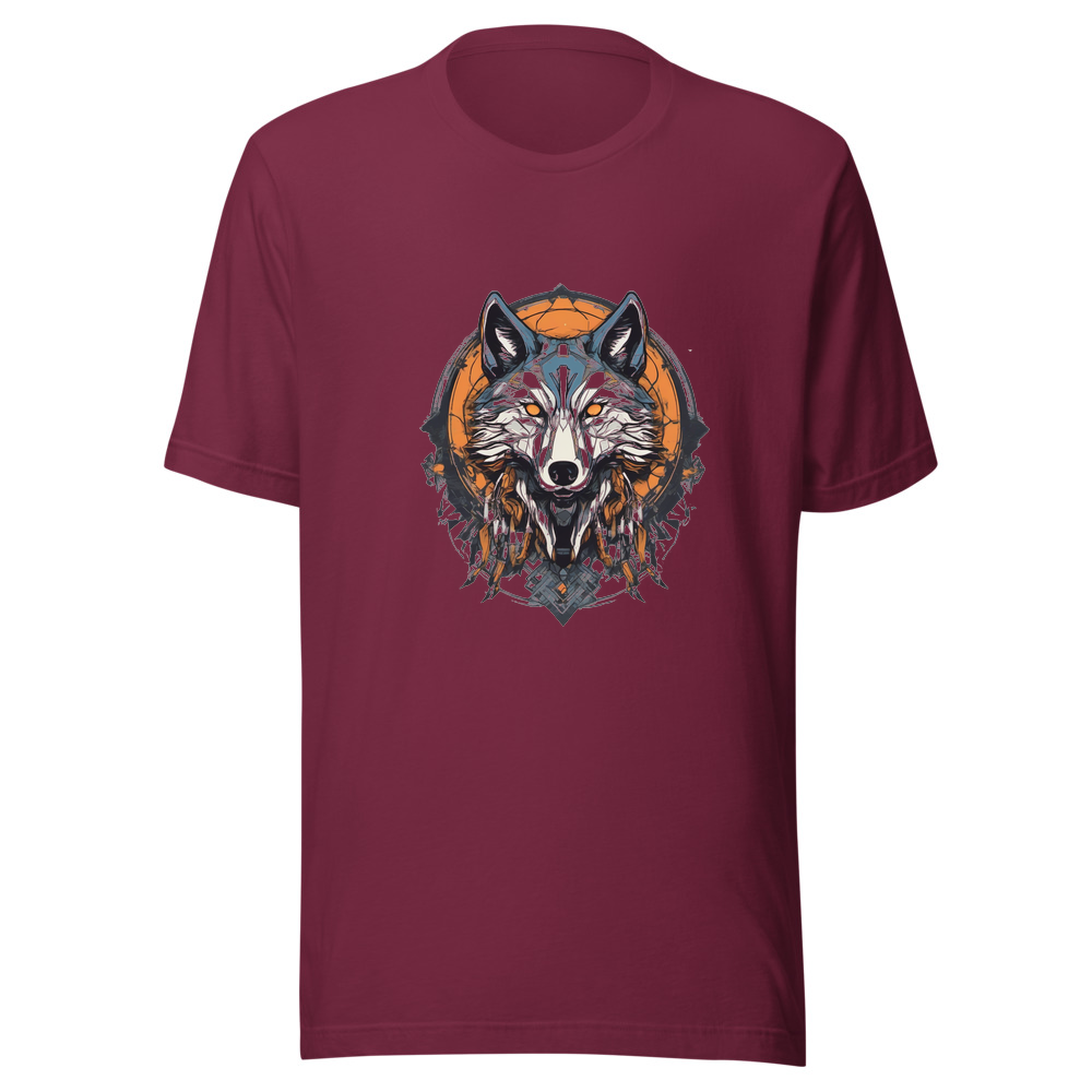 Maroon T-Shirt with print art