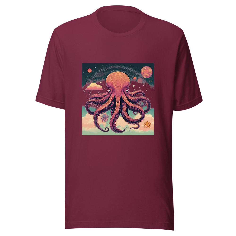 Maroon T-Shirt with print art