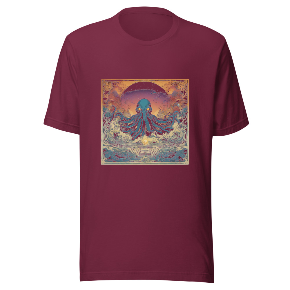 Maroon T-Shirt with print art