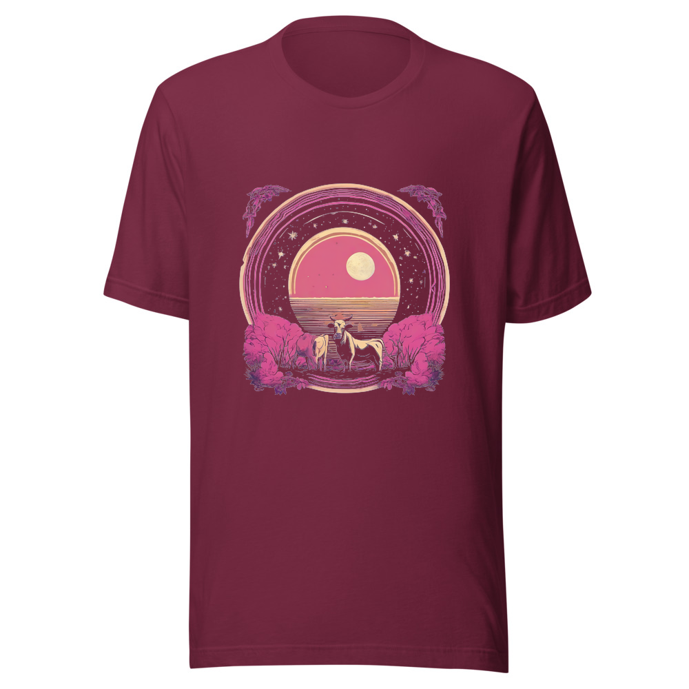 Maroon T-Shirt with print art
