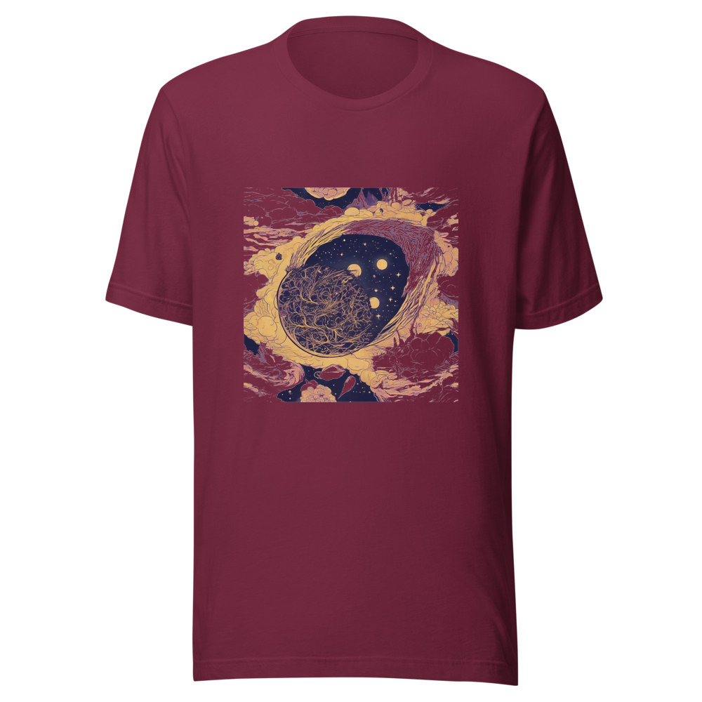 Maroon T-Shirt with print art