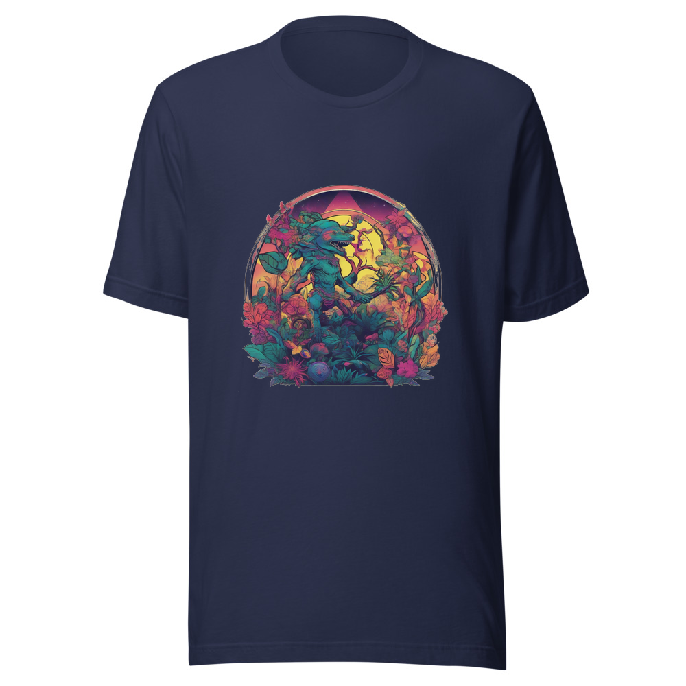 Navy T-Shirt with print art