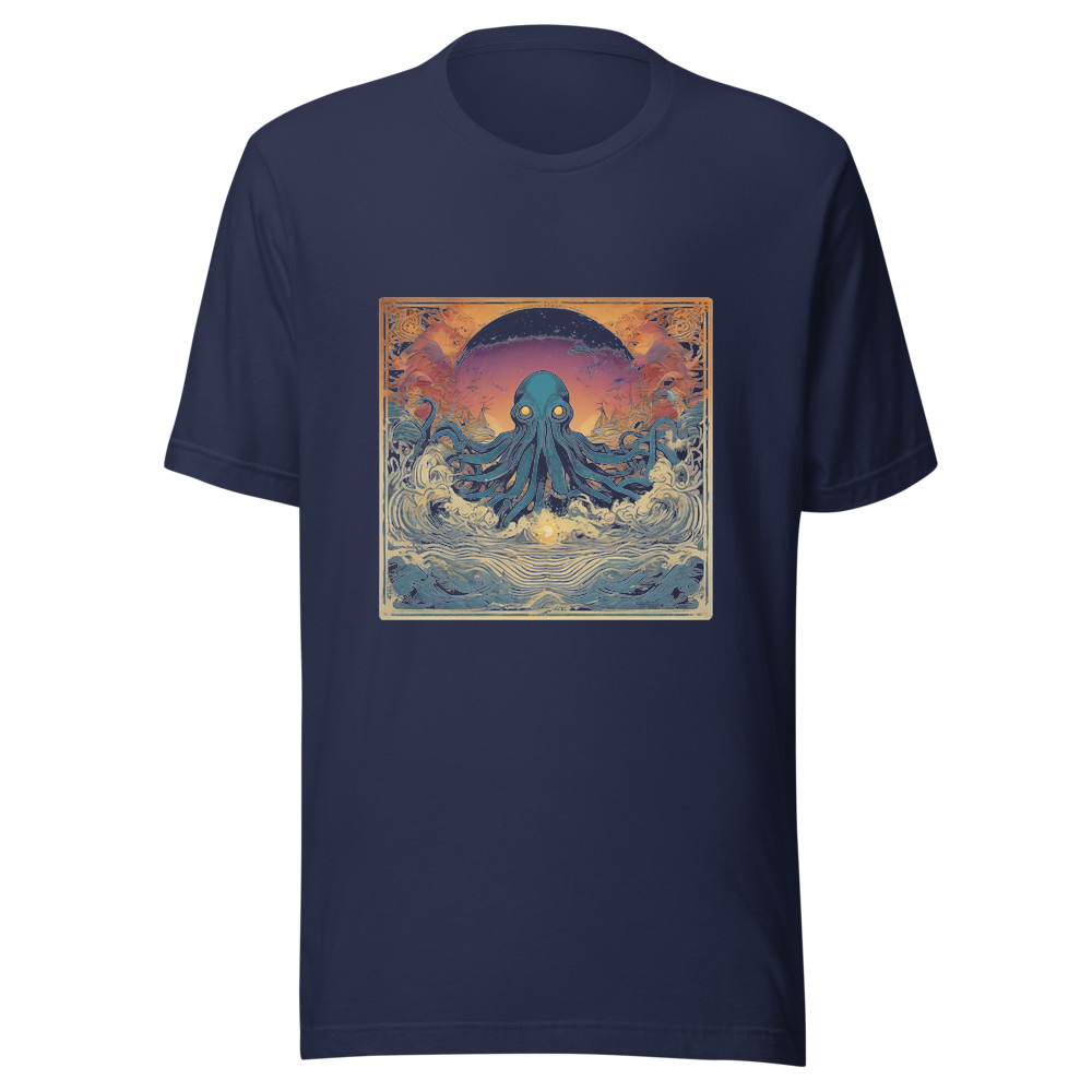 Navy T-Shirt with print art