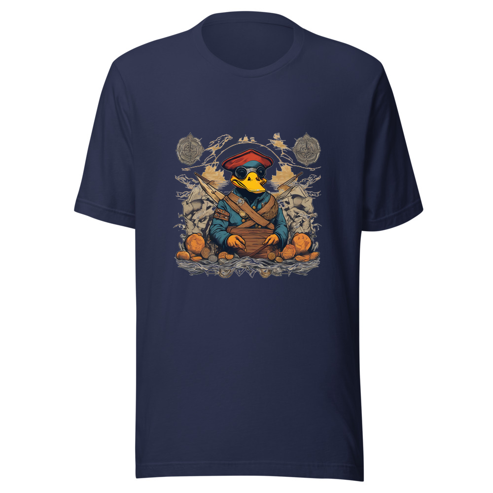 Navy T-Shirt with print art