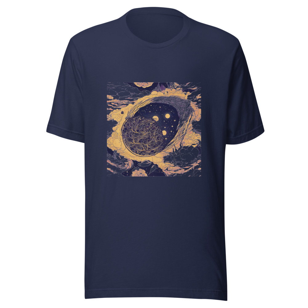 Navy T-Shirt with print art
