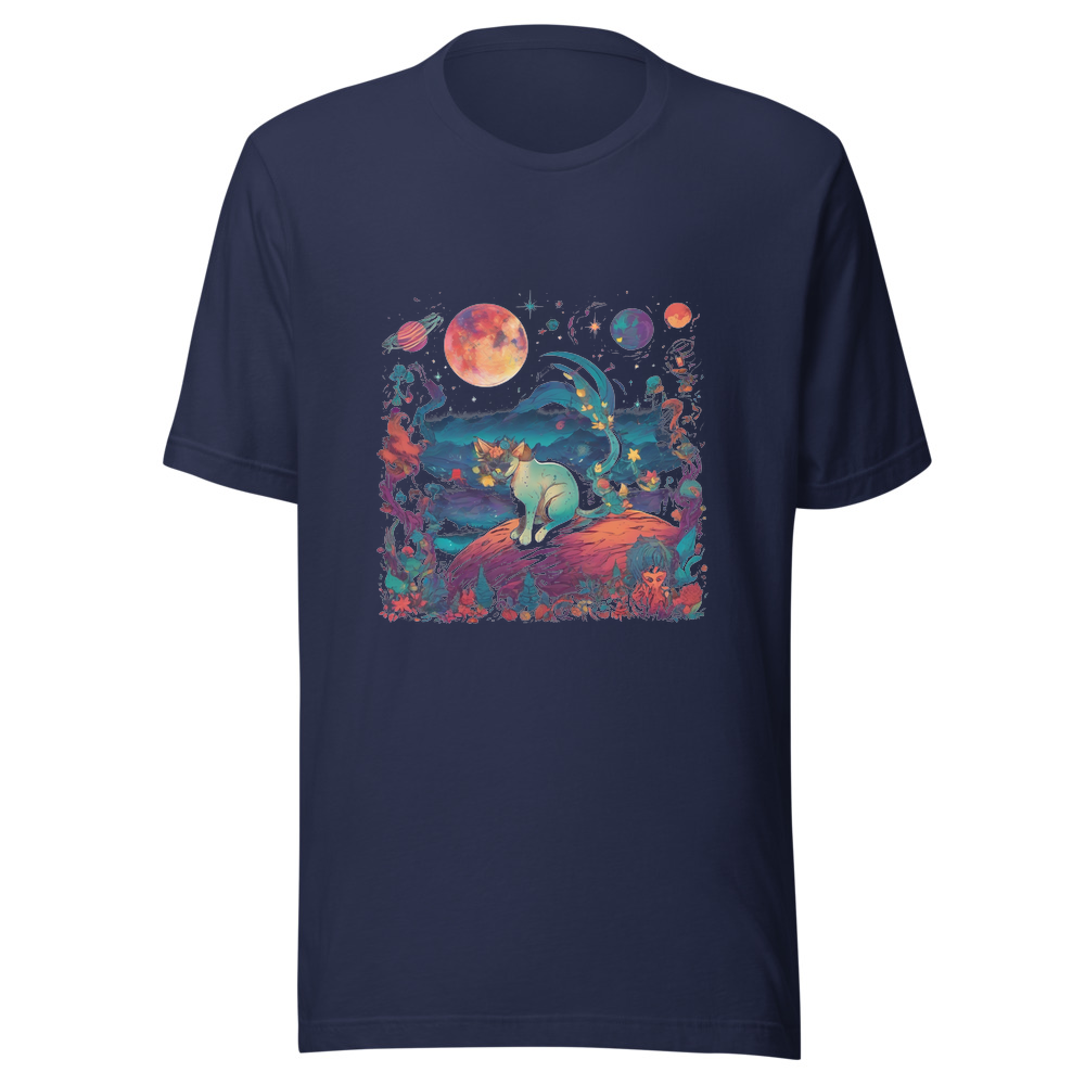 Navy T-Shirt with print art