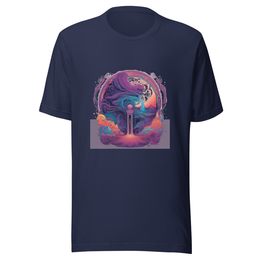 Navy T-Shirt with print art