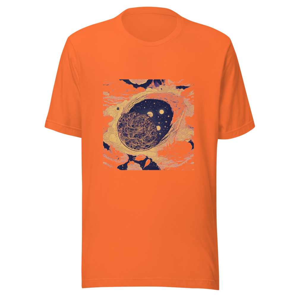 Orange T-Shirt with print art