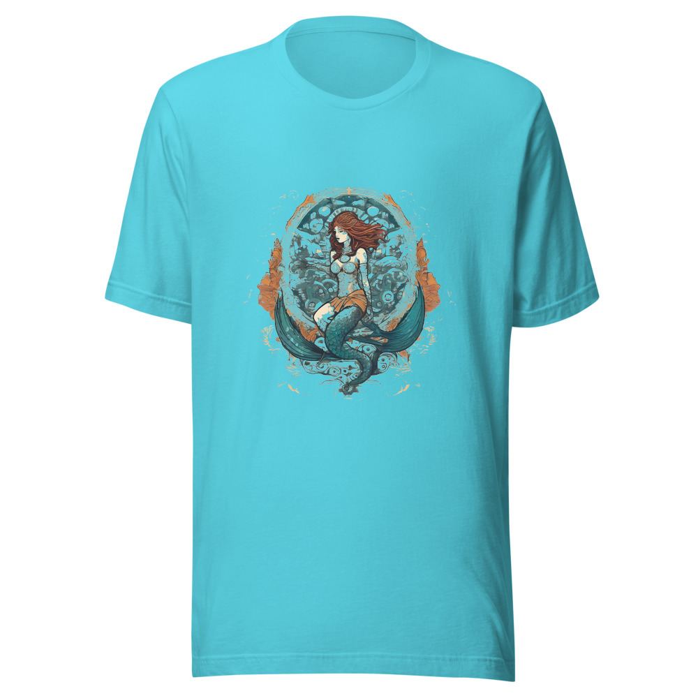 Turquoise T-Shirt with print art