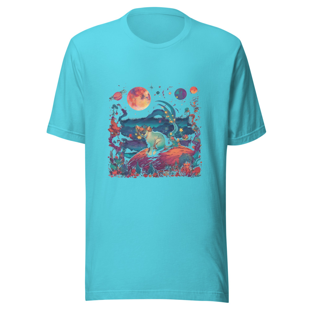 Turquoise T-Shirt with print art