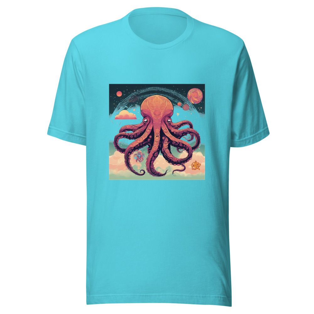 Turquoise T-Shirt with print art