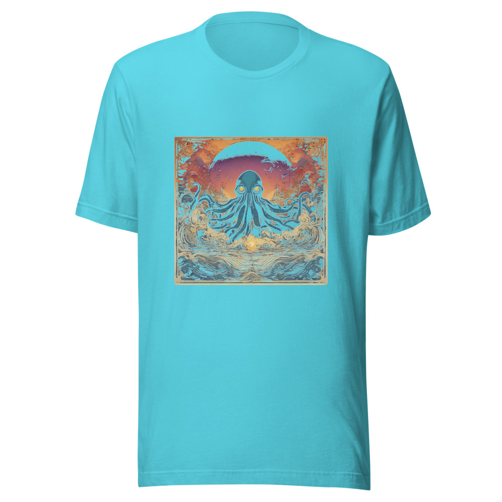 Turquoise T-Shirt with print art