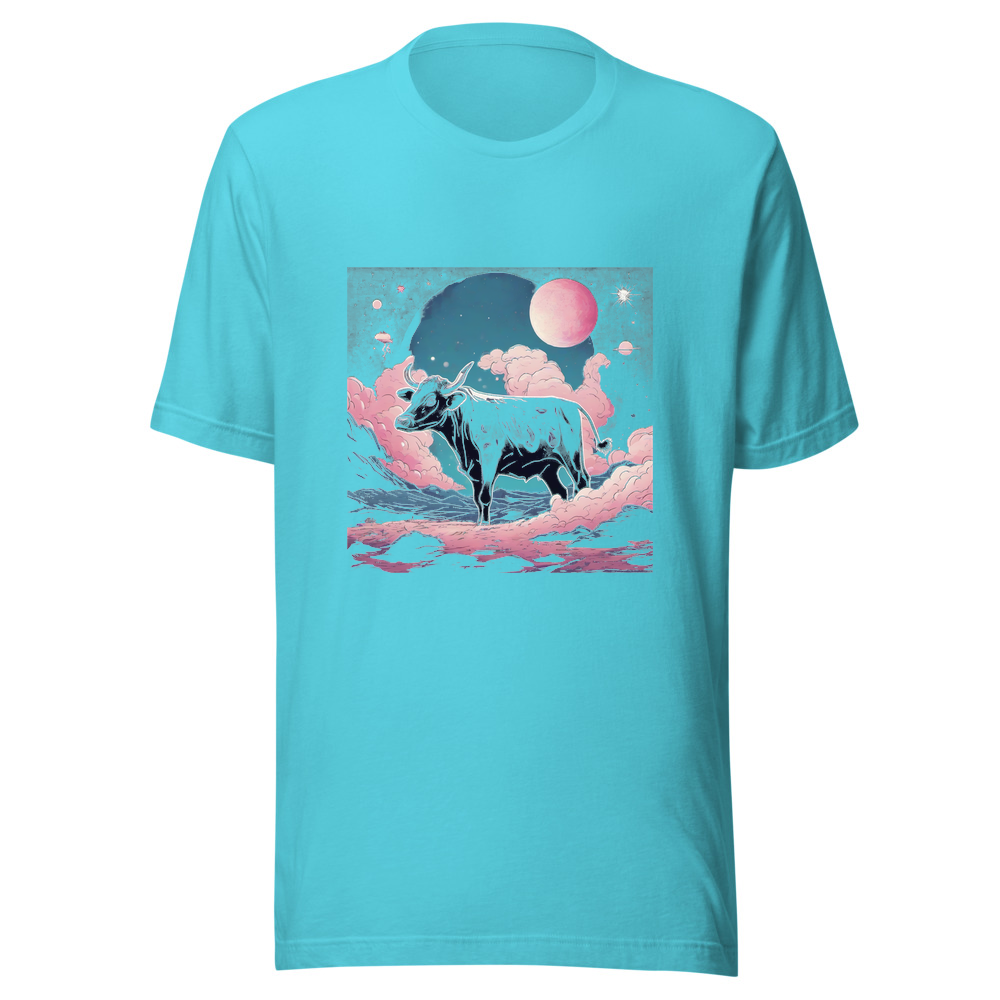 Turquoise T-Shirt with print art