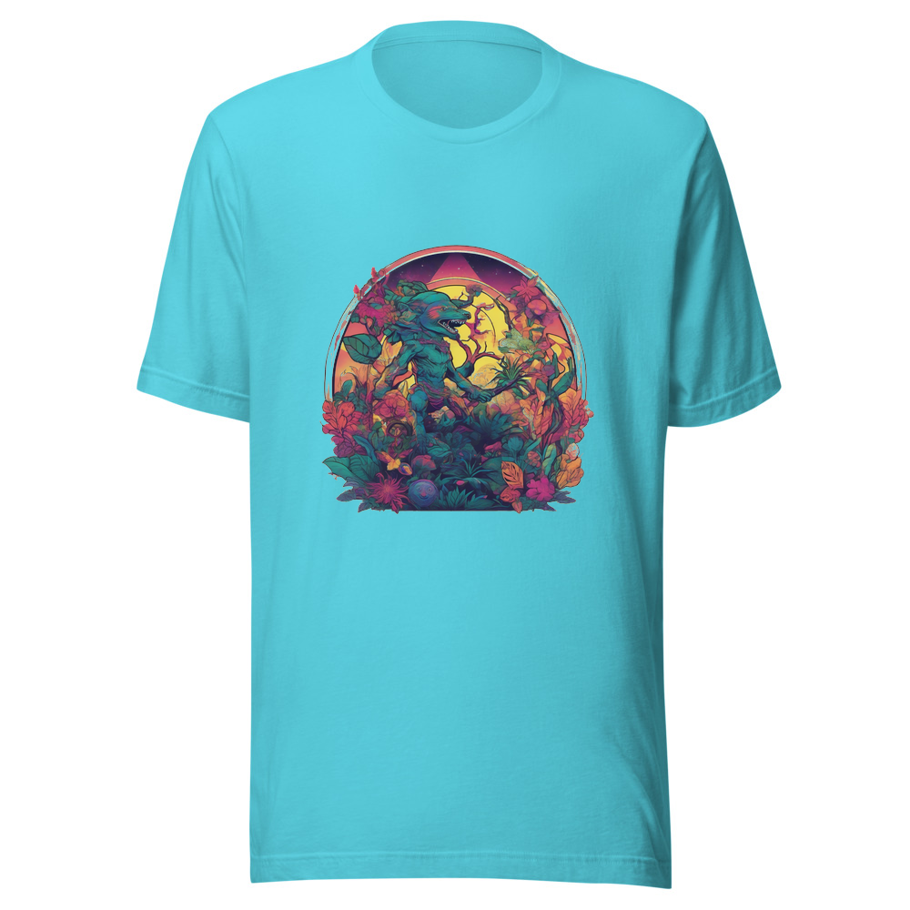 Turquoise T-Shirt with print art